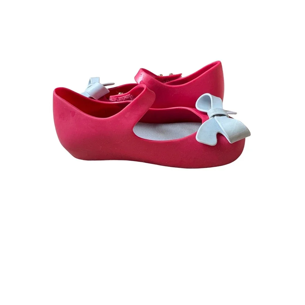 Mini Melissa Pink Jelly Mary Jane Bow Shoes‎ Toddler Size 7 USA 22/23 EUR